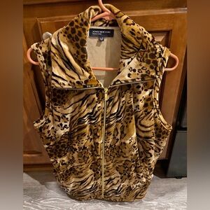 Jones New York Animal Print Vest - Brown and Black